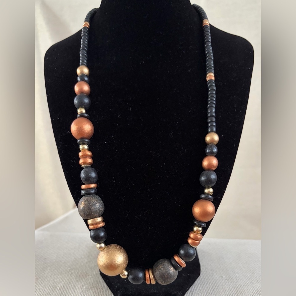 Handcrafted Black and Copper Beaded Necklace